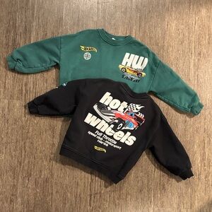 Zara x Hot Wheels 2 Sweatshirts in Green and Dark Grey